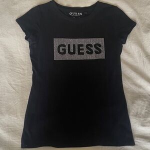 GUESS Black Tee with Rhinestone Logo